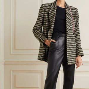 Anine Bing Kaia Houndstooth Blazer Coat Tan Medium NWT